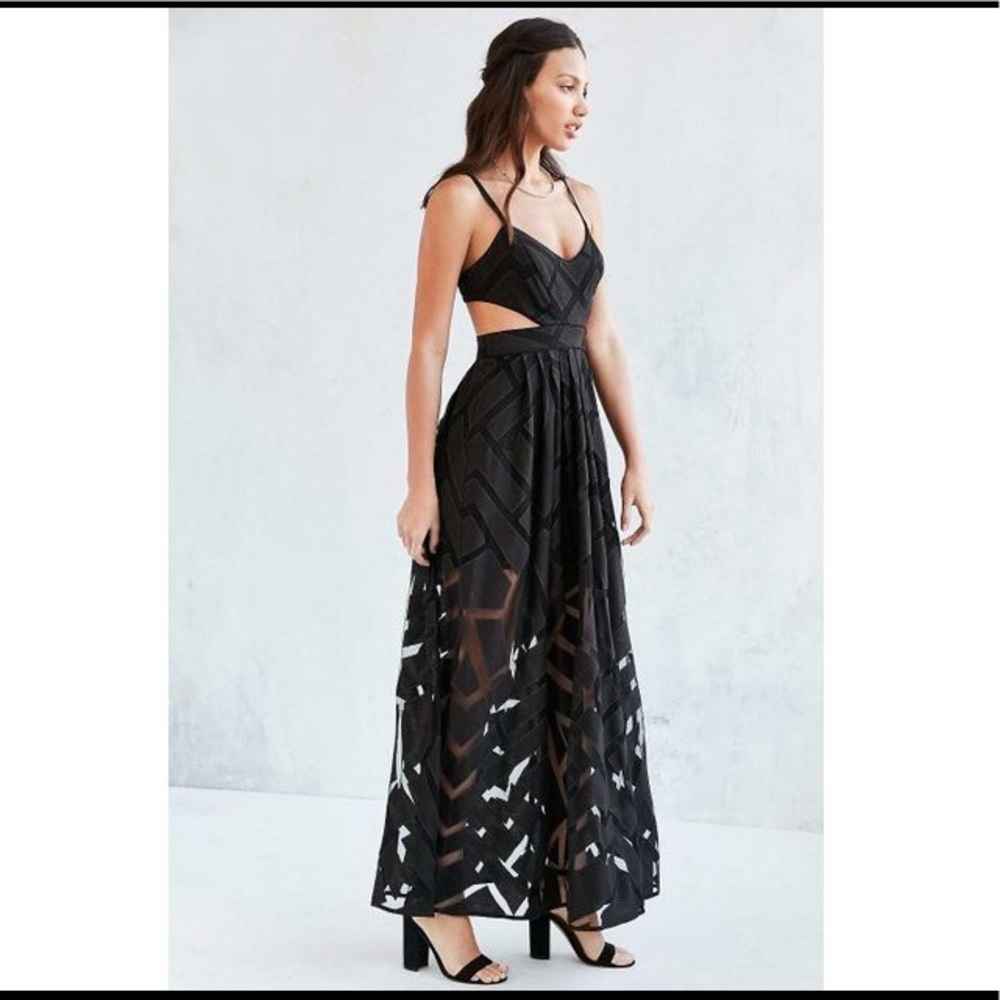 Silence + Noise Floor Length Black Dress